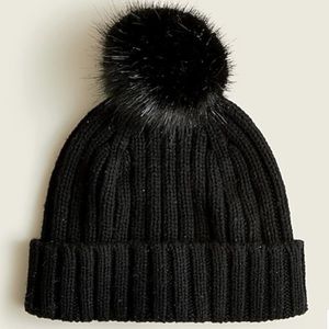 NWT J. Crew Ribbed Pom-Pom Beanie